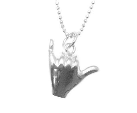 STERLING SILVER 925 RHODIUM HAWAIIAN "SHAKA" HANG LOOSE CHARM PENDANT 12MM-19MM