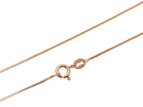 1MM ITALIAN ROSE GOLD ON SILVER 925 BOX CHAIN NECKLACE 16",18",20"