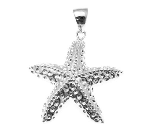 STERLING SILVER 925 RHODIUM HAWAIIAN SEA STARFISH CHARM PENDANT 15MM-26MM