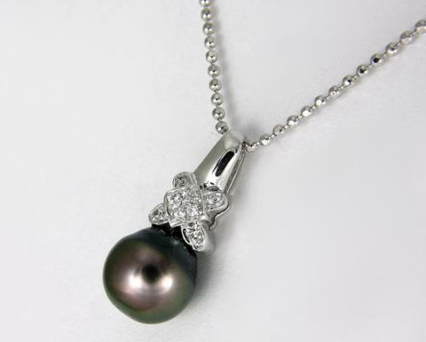8.25MM GENUINE TAHITIAN PEARL PENDANT SOLID 925 SILVER CZ (18" CHAIN INCLUDED)