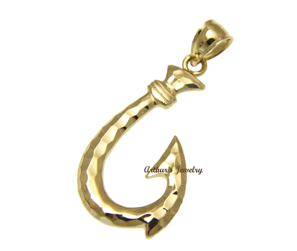 Sterling Silver Yellow Gold Plated Small Fish Hook Pendant (Chain Sold –  Makani Hawaii