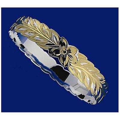 14K Yellow Gold Custom Made Tropical Flower Hawaiian Heirloom 10mm Ban –  Arthur's Jewelry
