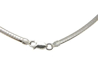 3MM ITALIAN STERLING SILVER 925 RHODIUM PLATED OMEGA CHAIN NECKLACE 16" 18" 20"