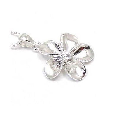 29MM SILVER 925 SHINY HAWAIIAN PLUMERIA FLOWER PENDANT