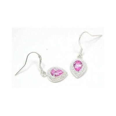 PINK & WHITE CUBIC ZURCONIA SILVER EARRINGS ON WIRE