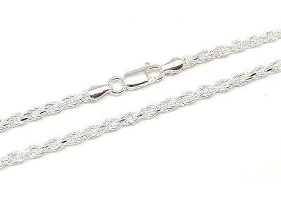 ITALIAN SILVER 925 DIAMOND CUT ROPE CHAIN 3MM 22