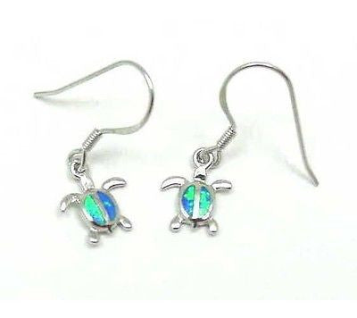 INLAY OPAL SILVER HAWAIIAN HONU TURTLE EARRINGS WIRE