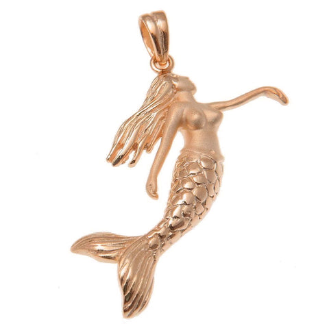 STERLING SILVER 925 PINK ROSE GOLD PLATED HAWAIIAN MERMAID PENDANT