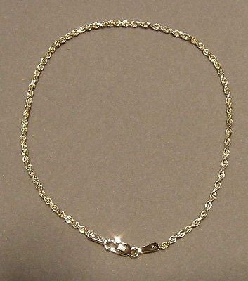1.5MM SOLID 14K YELLOW GOLD DIAMOND CUT ROPE CHAIN ANKLET 10"