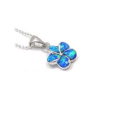 INLAY OPAL 925 STERLING SILVER 12MM HAWAIIAN PLUMERIA FLOWER PENDANT