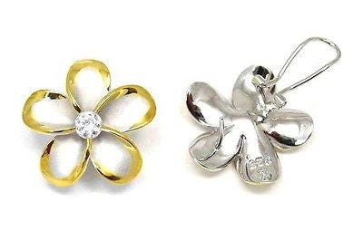 24MM SILVER 925 HAWAIIAN PLUMERIA OMEGA BACKS RHODIUM Y