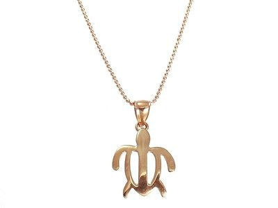 SOLID 14K PINK ROSE GOLD HAWAIIAN SEA TURTLE HONU OUTLINE PETRO PENDANT MEDIUM