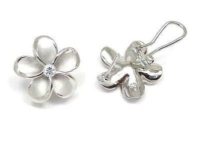 18MM SILVER 925 HAWAIIAN PLUMERIA OMEGA BACKS RHODIUM