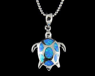 INLAY OPAL HAWAIIAN SEA TURTLE HONU PENDANT STERLING SILVER 925