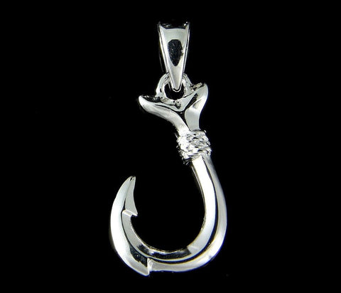 925 STERLING SILVER SMALL 2 SIDED HAWAIIAN FISH HOOK PENDANT