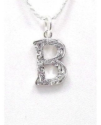 925 STERLING SILVER HEAVY HAWAIIAN PLUMERIA SCROLL INITIAL LETTER B PENDANT