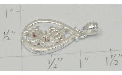 PINK GOLD PLATED HONU TURTLE HEAVY 925 STERLING SILVER HAWAIIAN SCROLL PENDANT