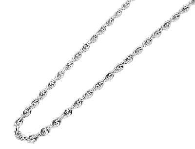 1.85MM SOLID 14K WHITE GOLD DIAMOND CUT ROPE CHAIN ANKLET 9"