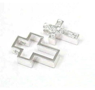 925 STERLING SILVER 925 HIS HERS HAWAIIAN PLUMERIA SCROLL CROSS PENDANT