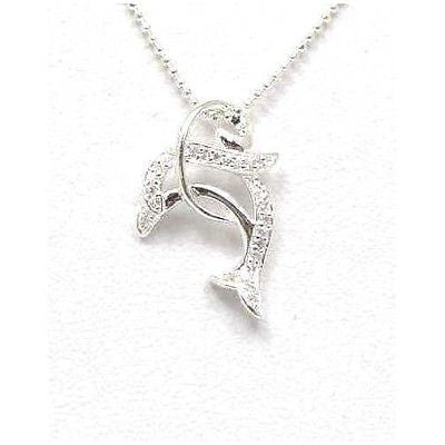 STERLING SILVER 925 HAWAIIAN DOLPHIN SLIDER PENDANT CZ