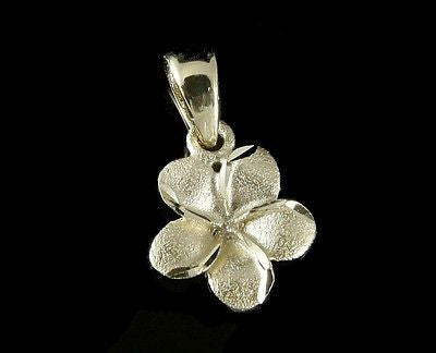 9MM 14K SOLID YELLOW GOLD HAWAIIAN PLUMERIA TROPICAL FLOWER CHARM PENDANT