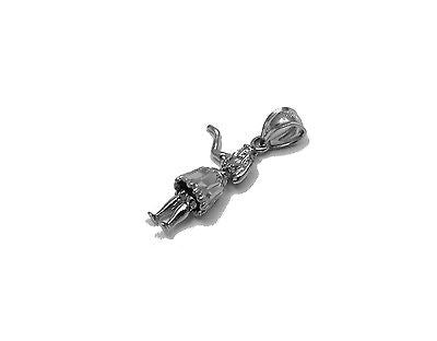 14K SOLID WHITE GOLD SMALL 3D MOVABLE HAWAIIAN HULA GIRL DANCER CHARM PENDANT