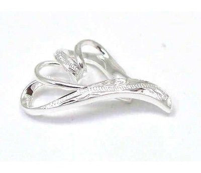 925 STERLING SILVER FLOATING DOUBLE HEART LOVE HAWAIIAN SCROLL PENDENT