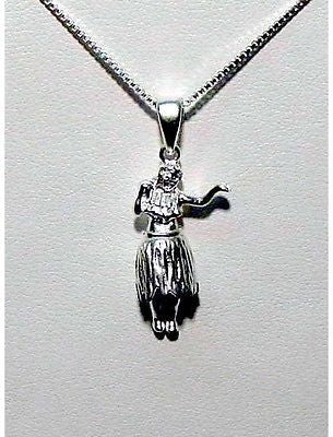 SILVER HAWAIIAN HULA GIRL PENDANT MOVING SKIRT & LEGS