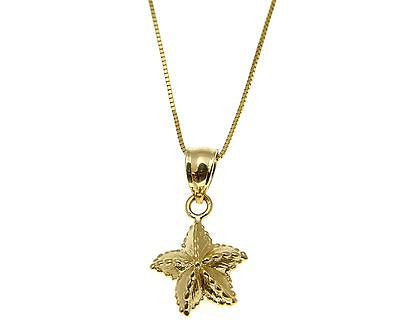 14K SOLID YELLOW GOLD 11MM HAWAIIAN OCEAN SEA STAR STARFISH PENDANT CHARM