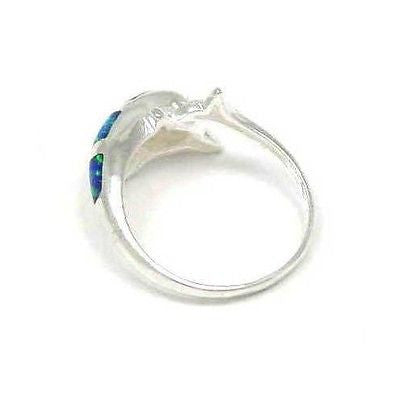 INLAY OPAL DOLPHIN RING STERLING SILVER 925 SIZE 5 1/2