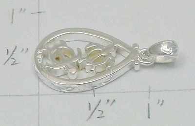 STERLING SILVER 925 HAWAIIAN SCROLL YELLOW GOLD PLATED HONU TURTLE PENDANT HEAVY