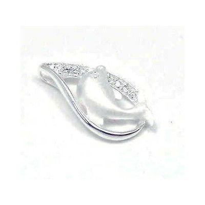 STERLING SILVER 925 HAWAIIAN DOLPHIN SLIDER PENDANT CZ