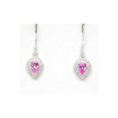 PINK & WHITE CUBIC ZURCONIA SILVER EARRINGS ON WIRE