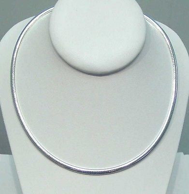 4MM ITALIAN SOLID STERLING SILVER OMEGA CHAIN NECKLACE 16" 18" 20"