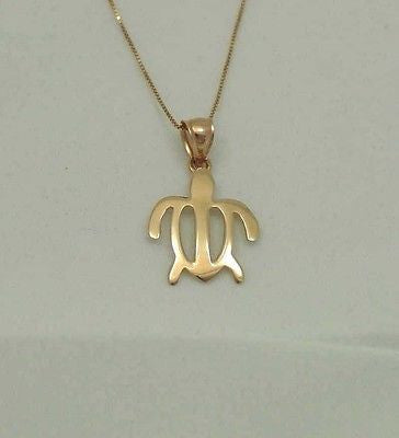 SOLID 14K PINK ROSE GOLD HAWAIIAN SEA TURTLE HONU OUTLINE PETRO PENDANT MEDIUM