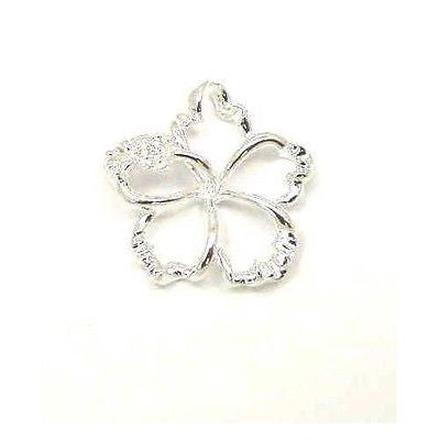 SILVER 925 HAWAIIAN OPEN FLOATING HIBISCUS FLOWER PENDANT 20MM