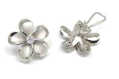 24MM SILVER 925 HAWAIIAN PLUMERIA OMEGA BACKS RHODIUM