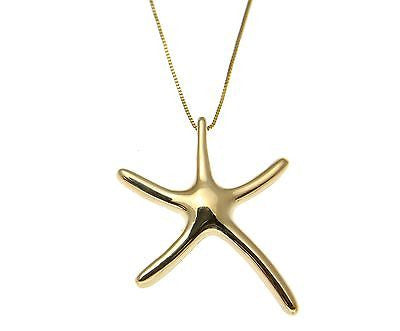 14K SOLID YELLOW GOLD LARGE SHINY HAWAIIAN SEASTAR STARFISH SLIDE PENDANT CHARM