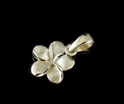 9MM 14K SOLID YELLOW GOLD HAWAIIAN PLUMERIA TROPICAL FLOWER CHARM PENDANT