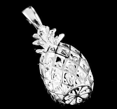 STERLING SILVER 925 LARGE 3D HAWAIIAN PINEAPPLE PENDANT