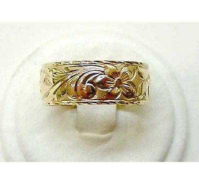 14K GOLD PERSONALIZED 8MM HAWAIIAN RING RAISED LETTER