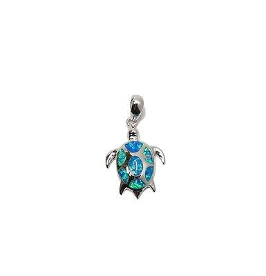 INLAY OPAL HAWAIIAN SEA TURTLE HONU PENDANT STERLING SILVER 925