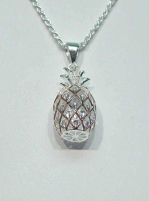 PINK ROSE GOLD ON 925 STERLING SILVER LARGE 3D HAWAIIAN PINEAPPLE PENDANT