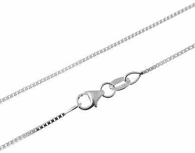 1MM SOLID 14K WHITE GOLD SHINY ITALIAN BOX CHAIN NECKLACE LOBSTER CLASP 16"-24"