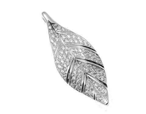 SOLID 925 STERLING SILVER HAWAIIAN MAILE LEAF SLIDE PENDANT CZ RHODIUM