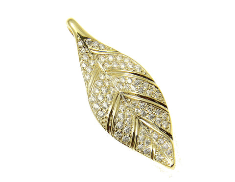 YELLOW GOLD ON SOLID 925 STERLING SILVER HAWAIIAN MAILE LEAF SLIDE PENDANT CZ