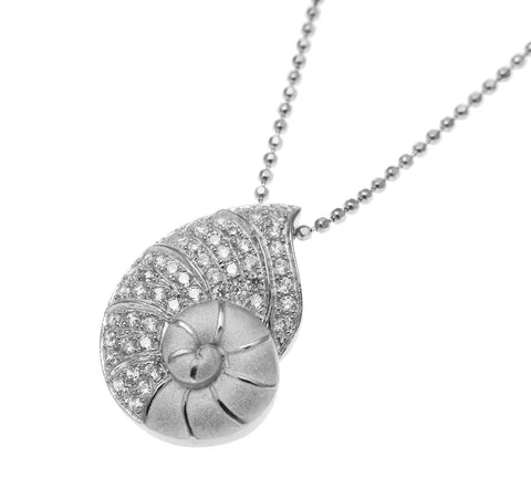 SOLID 925 STERLING SILVER HAWAIIAN NAUTILUS SHELL SLIDE PENDANT CZ RHODIUM