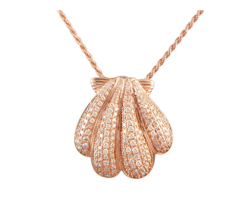 ROSE GOLD PLATED 925 STERLING SILVER HAWAIIAN SUNRISE SHELL PENDANT CZ 21.50MM