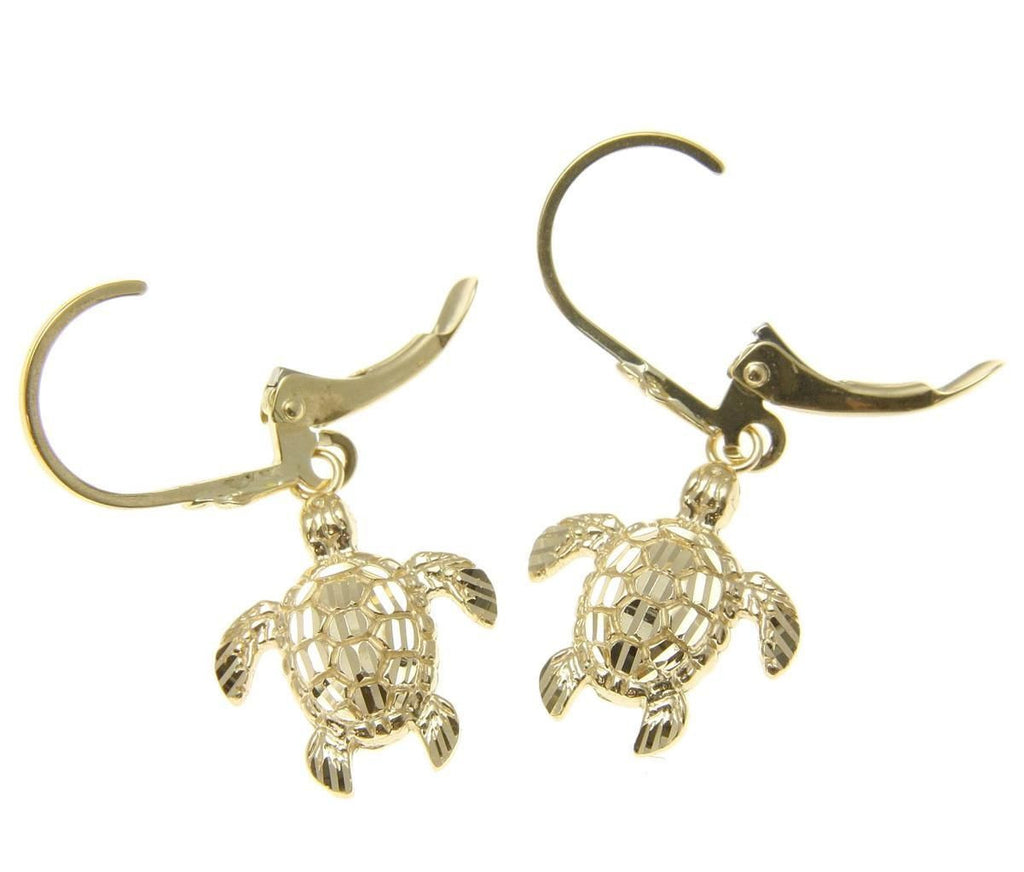 14K Yellow Gold Sea Turtle Drop Dangle Chandelier Earrings Animal Life:  31939852075077