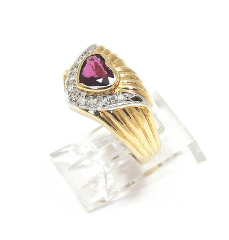 0.72CT RUBY AND DIAMOND RING SET IN SOLID 14K YELLOW GOLD